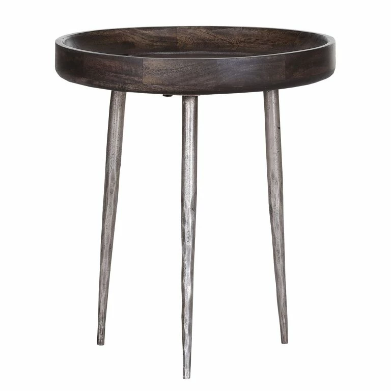 loftscape Red Living Bout de canapé Brookwood X – Manguier massif / Métal – Manguier noir /Argenté