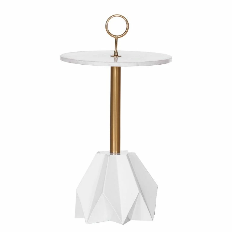 loftscape Red Living Bout de canapé Carling III – Marbre / Métal – Marbre blanc / Doré