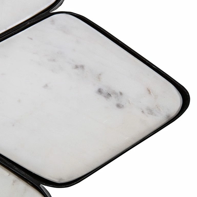 Loftscape Red Living Bout De Canapé Carling – Marbre / Métal – Marbre Blanc / Noir