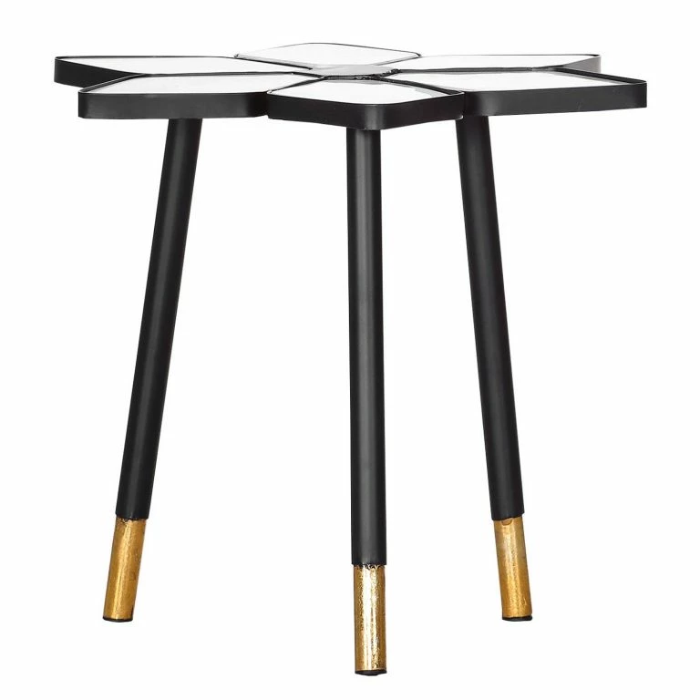 loftscape Red Living Bout de canapé Carling – Marbre / Métal – Marbre blanc / Noir