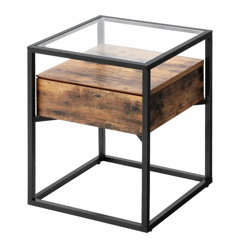 loftscape Red Living Bout de canapé Cottage Hill I – Verre / Métal – Marron / Noir