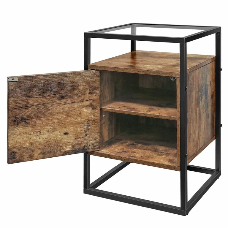 Loftscape Red Living Bout De Canapé Cottage Hill II – Verre / Métal – Marron / Noir