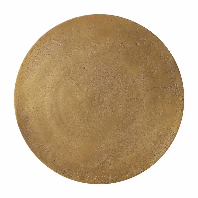 Loftscape Red Living Bout De Canapé Cumby III – Aluminium / Imitation Cuir – Laiton Vieilli / Marron