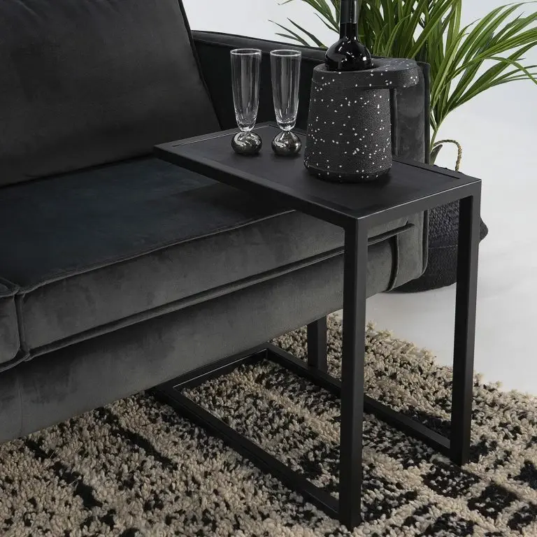 Loftscape Red Living Bout De Canapé Dareton I – Chêne Massif / Métal – Chêne Noir / Noir