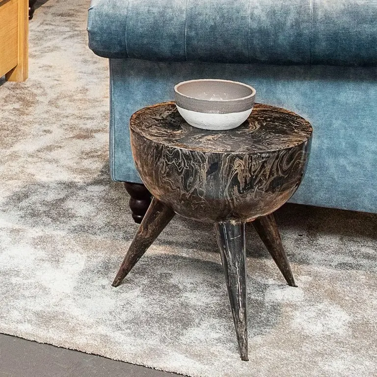 Loftscape Red Living Bout De Canapé Domps – Métal – Imitation Marbre Noir