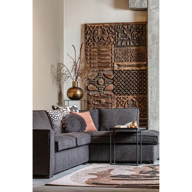 Loftscape Red Living Bout De Canapé Filley II – Teck Recyclé/ Métal – Teck / Noir