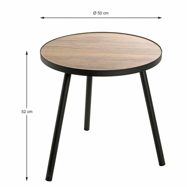 Loftscape Red Living Bout De Canapé Glurns I – Métal – Imitation Chêne / Noir