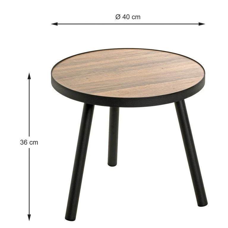 Loftscape Red Living Bout De Canapé Glurns II – Imitation Chêne / Noir