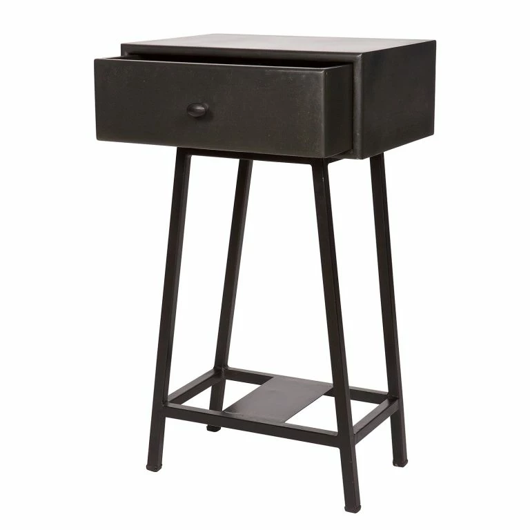 Loftscape Red Living Bout De Canapé Kait – Manguier Massif / Métal – Noir