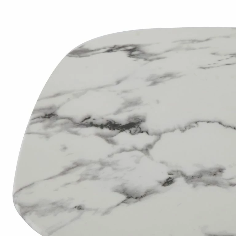 Loftscape Red Living Bout De Canapé Ladis – Verre / Métal – Imitation Marbre Blanc / Noir