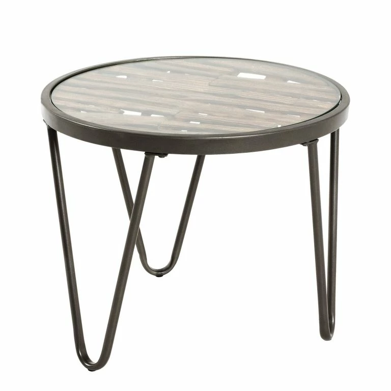 loftscape Red Living Bout de canapé Leuca I – Verre / Métal – Sapin / Noir