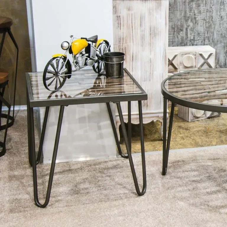 Loftscape Red Living Bout De Canapé Leuca II – Verre / Métal – Sapin / Noir