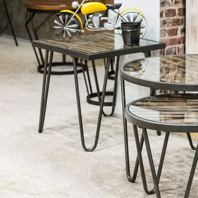 Loftscape Red Living Bout De Canapé Leuca II – Verre / Métal – Sapin / Noir