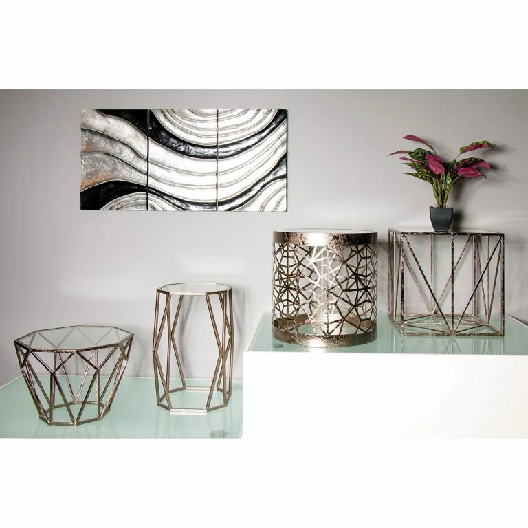 Loftscape Red Living Bout De Canapé Lindsfors V – Verre / Acier – Bronze Vieilli