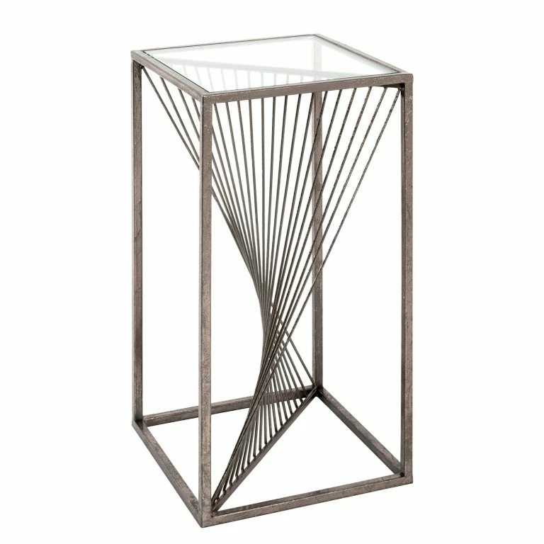 loftscape Red Living Bout de canapé Lixhult I – Verre / Acier – Argenté vieilli