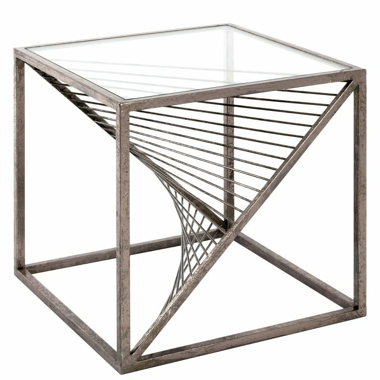 Loftscape Red Living Bout De Canapé Lixhult II – Verre / Acier – Argenté Vieilli