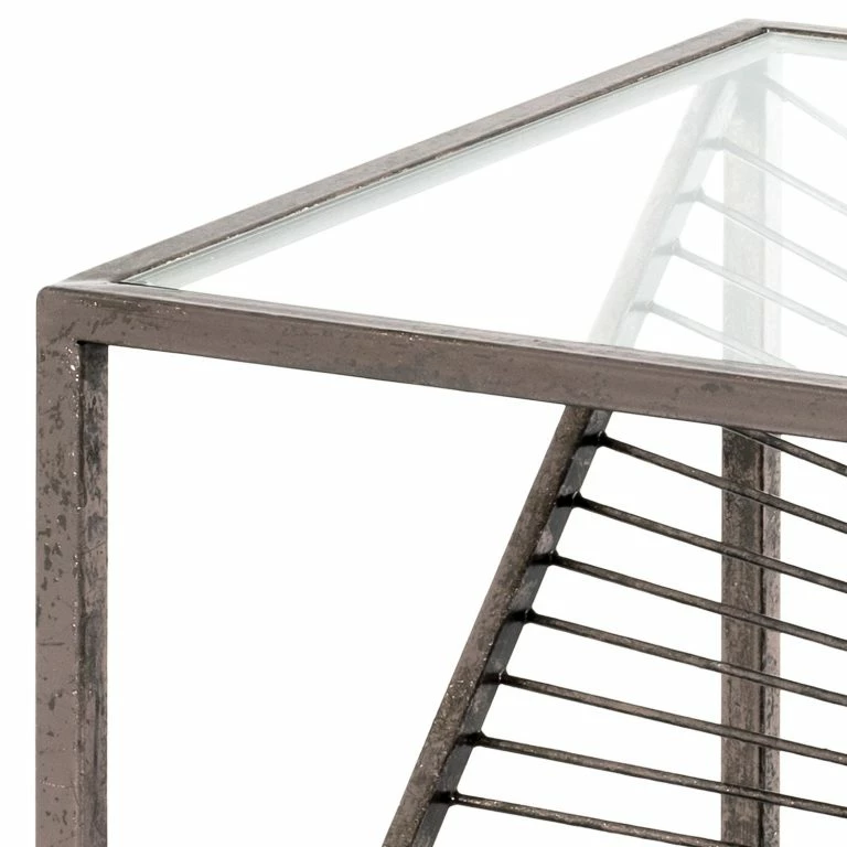 Loftscape Red Living Bout De Canapé Lixhult II – Verre / Acier – Argenté Vieilli