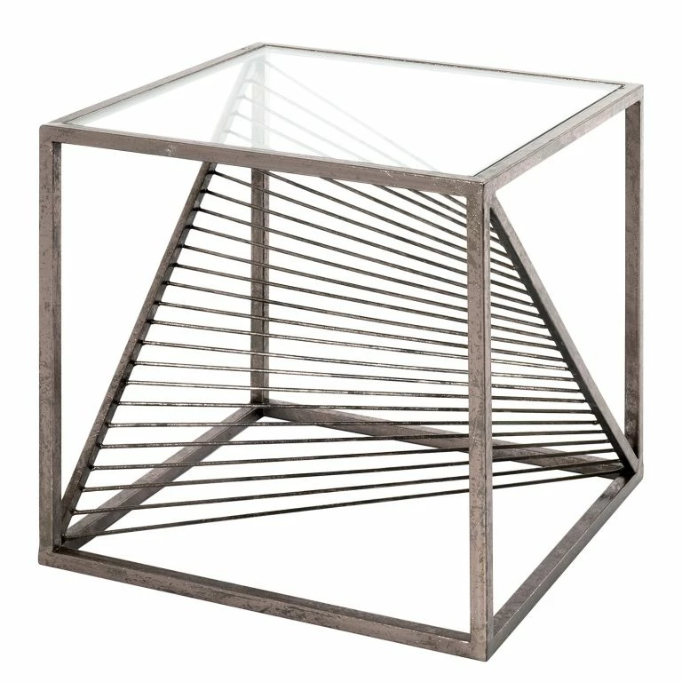 loftscape Red Living Bout de canapé Lixhult II – Verre / Acier – Argenté vieilli