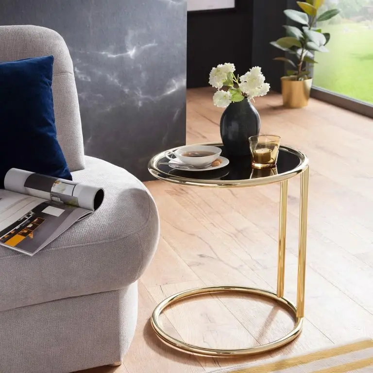 Loftscape Red Living Bout De Canapé Loubers – Verre / Métal – Noir / Doré