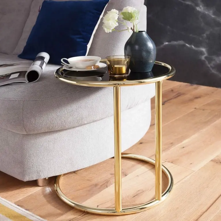 Loftscape Red Living Bout De Canapé Loubers – Verre / Métal – Noir / Doré