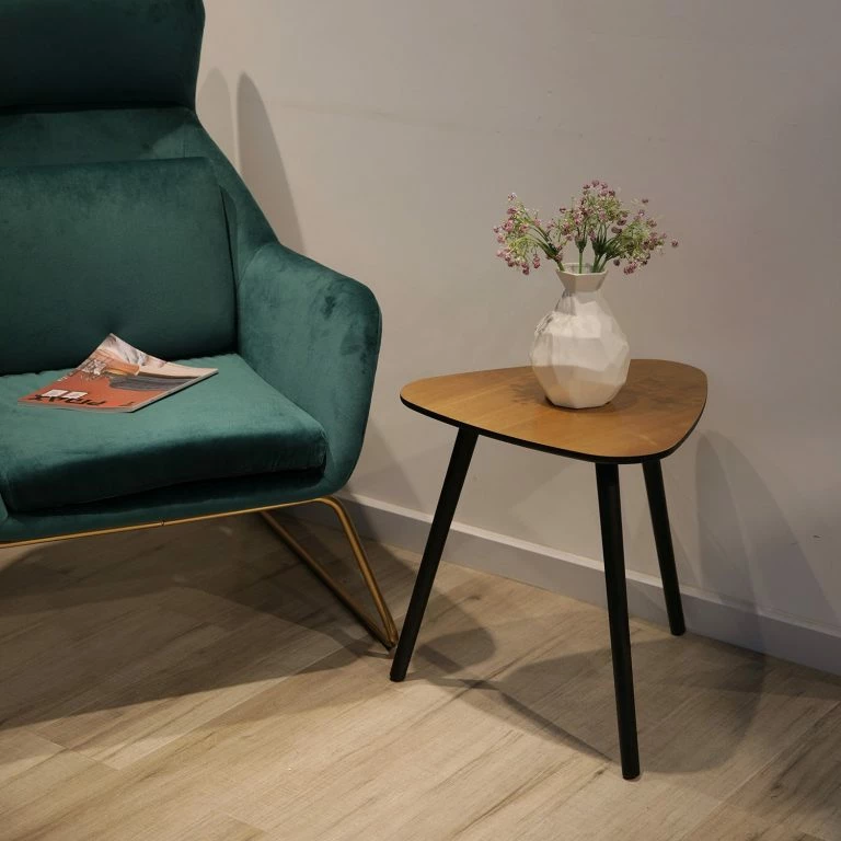 Loftscape Red Living Bout De Canapé Malcata II – Placage En Bois Véritable – Paulownia / Noir