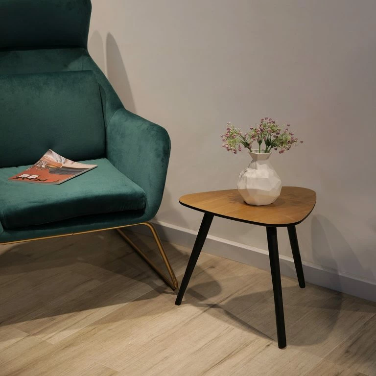 Loftscape Red Living Bout De Canapé Malcata III – Placage En Bois Véritable – Paulownia / Noir