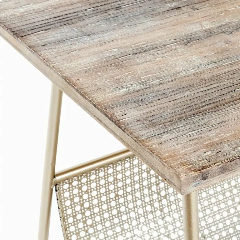 Loftscape Red Living Bout De Canapé Massillon – Placage En Bois Véritable / Métal – Doré