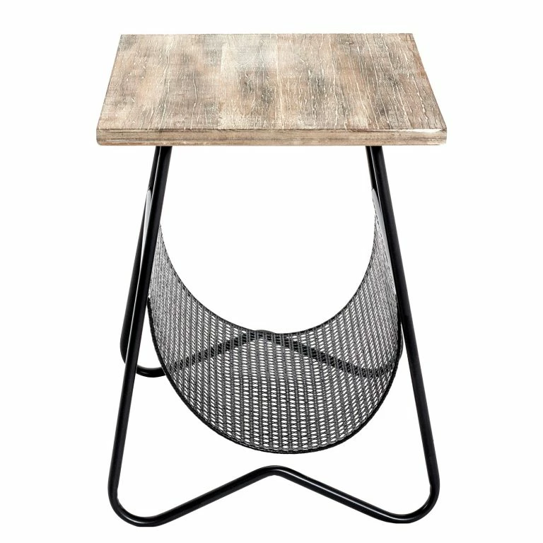 Loftscape Red Living Bout De Canapé Massillon – Placage En Bois Véritable / Métal – Noir