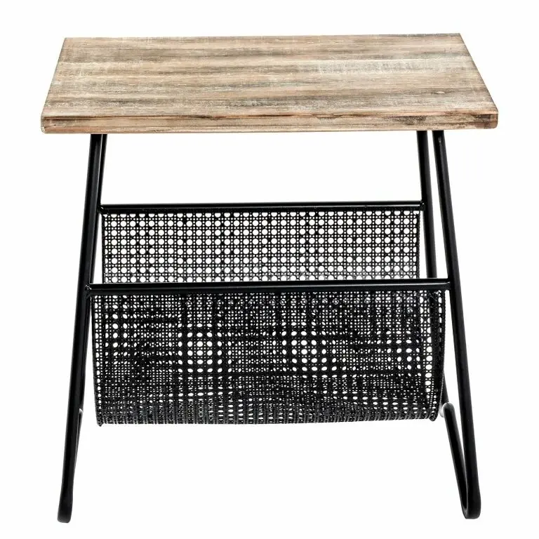 Loftscape Red Living Bout De Canapé Massillon – Placage En Bois Véritable / Métal – Noir