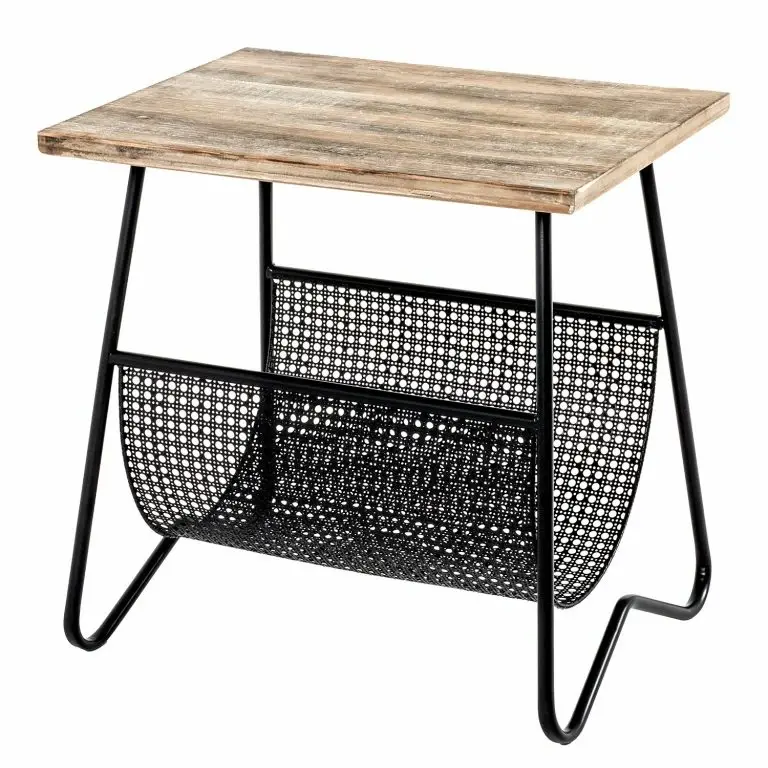 loftscape Red Living Bout de canapé Massillon – Placage en bois véritable / Métal – Noir