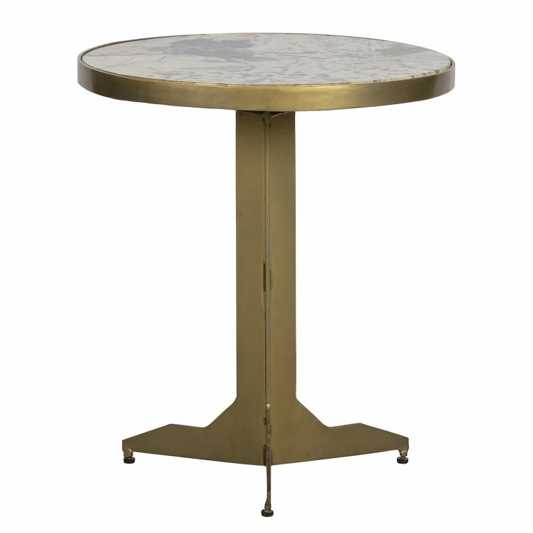 Loftscape Red Living Bout De Canapé Neerpelt – Marbre / Métal – Marbre Blanc / Laiton