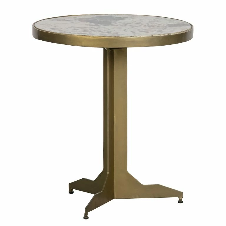 loftscape Red Living Bout de canapé Neerpelt – Marbre / Métal – Marbre blanc / Laiton