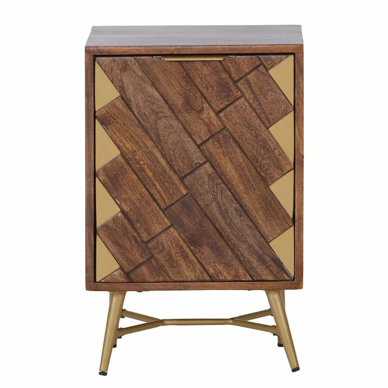 Loftscape Red Living Bout De Canapé Nook – Manguier Massif / Métal – Manguier / Doré