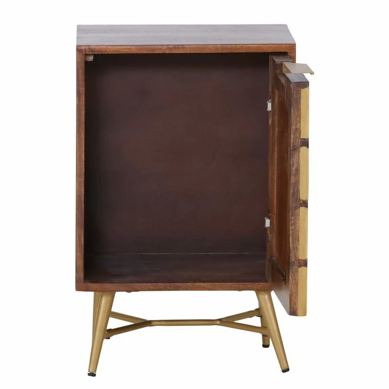 Loftscape Red Living Bout De Canapé Nook – Manguier Massif / Métal – Manguier / Doré