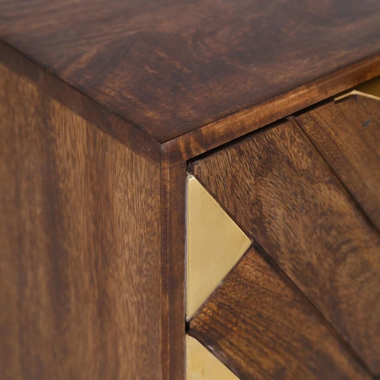 Loftscape Red Living Bout De Canapé Nook – Manguier Massif / Métal – Manguier / Doré