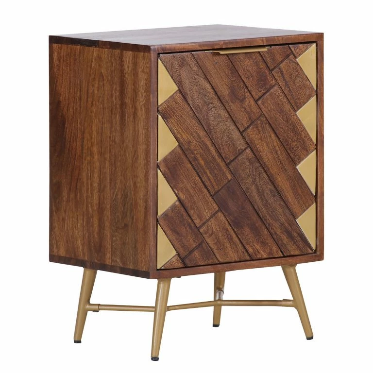 loftscape Red Living Bout de canapé Nook – Manguier massif / Métal – Manguier / Doré