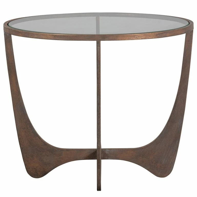 Loftscape Red Living Bout De Canapé Poole – Verre / Métal – Cuivre Vieilli