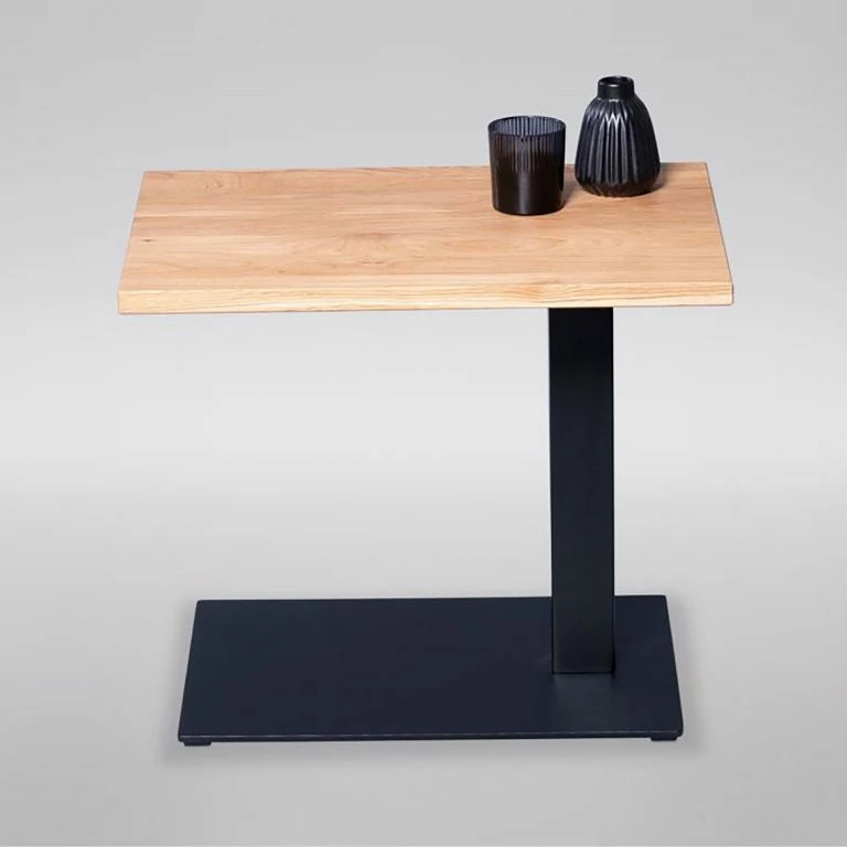 Loftscape Red Living Bout De Canapé Rhyll II – Chêne Sauvage Massif / Métal – Chêne Sauvage / Noir