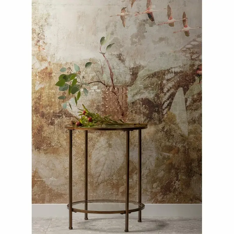 Loftscape Red Living Bout De Canapé Roslev – Verre / Métal – Laiton