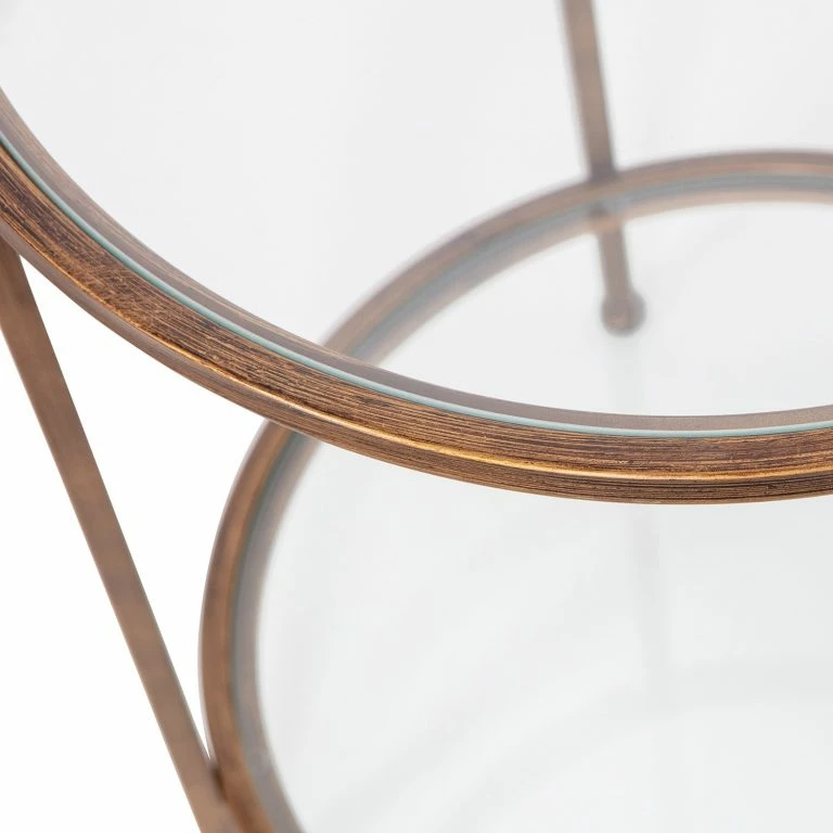 Loftscape Red Living Bout De Canapé Roslev – Verre / Métal – Laiton