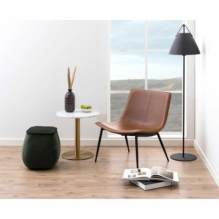 Loftscape Red Living Bout De Canapé Saula – Marbre / Métal – Marbre Blanc / Laiton