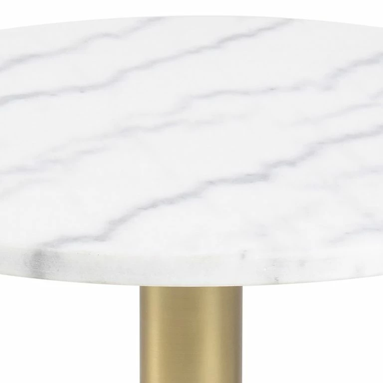 Loftscape Red Living Bout De Canapé Saula – Marbre / Métal – Marbre Blanc / Laiton