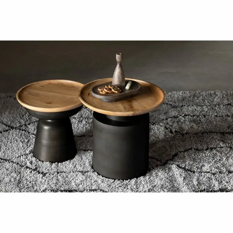 Loftscape Red Living Bout De Canapé Sethos I – Manguier Massif / Métal – Manguier / Noir