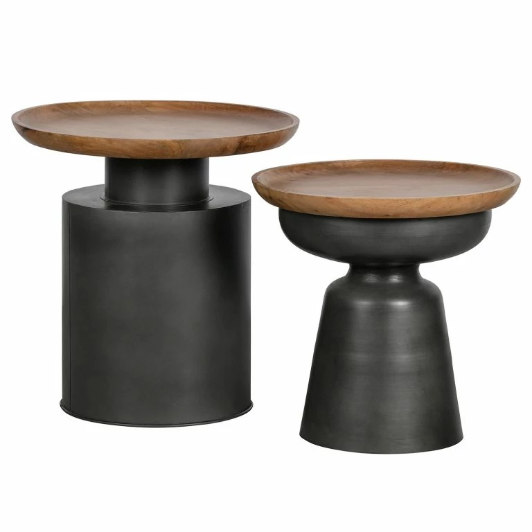 Loftscape Red Living Bout De Canapé Sethos I – Manguier Massif / Métal – Manguier / Noir