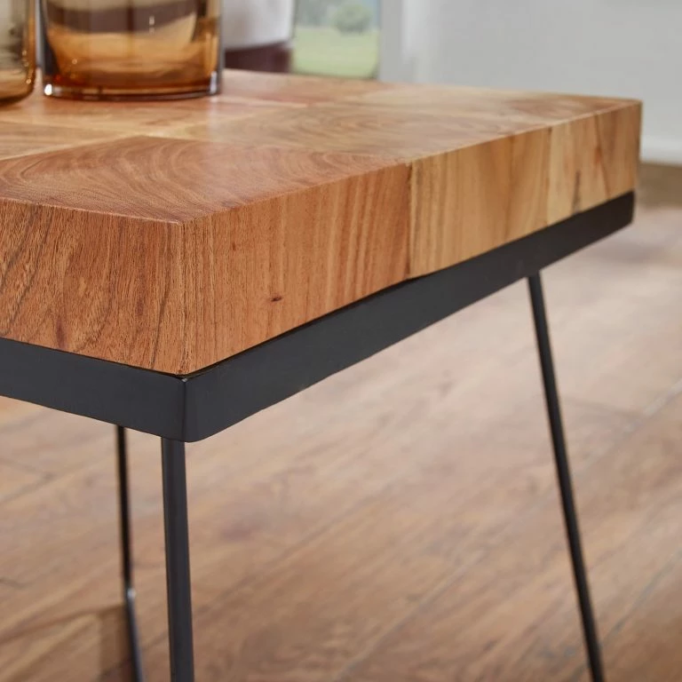 Loftscape Red Living Bout De Canapé Stanchfield – Acacia Massif / Métal – Acacia / Noir