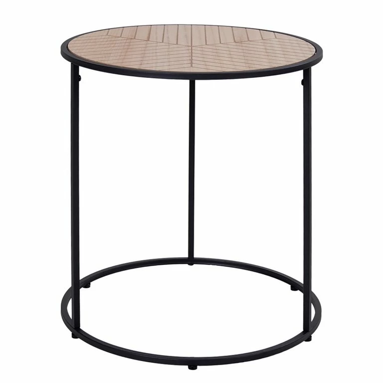 loftscape Red Living Bout de canapé Talisay – Placage en bois véritable / Métal – Paulownia / Noir