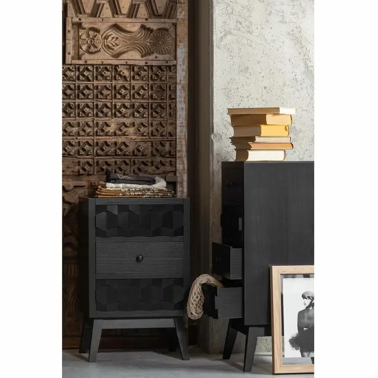 Loftscape Red Living Bout De Canapé Tyrone – Pin Noir – Hauteur : 79 Cm