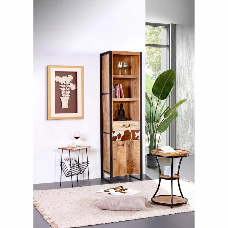 Loftscape Red Living Bout De Canapé Ugo I – Manguier Massif / Métal – Manguier / Noir