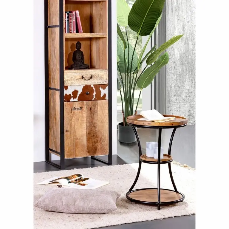 Loftscape Red Living Bout De Canapé Ugo I – Manguier Massif / Métal – Manguier / Noir