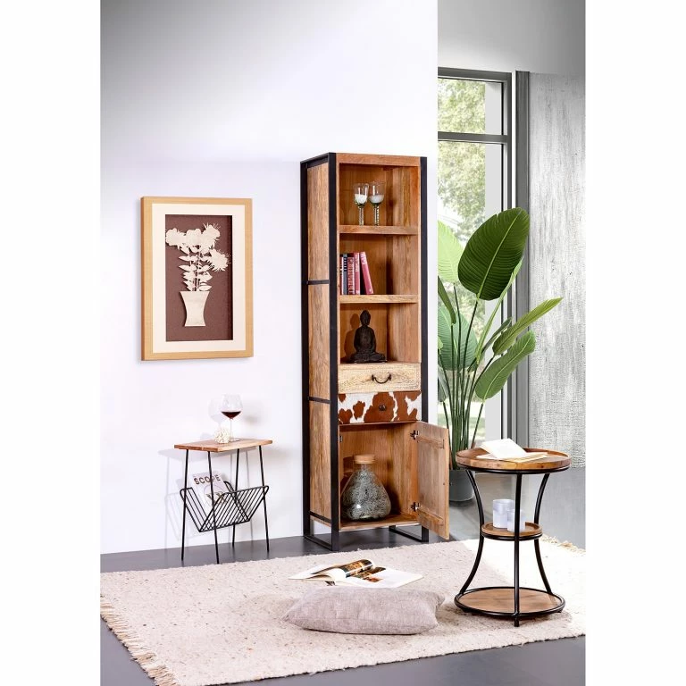 Loftscape Red Living Bout De Canapé Ugo V – Manguier Massif / Métal – Manguier / Noir